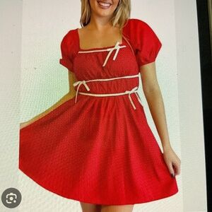 NWT day+moon Hot Streak Mini Dress In Red, Small
